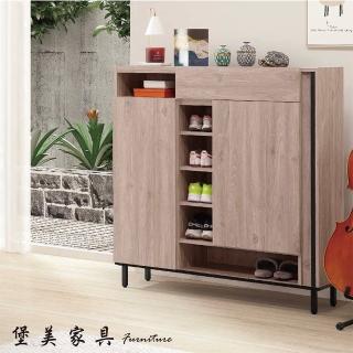 【PB FURNITURE 堡美傢俱】淺灰橡4尺鞋櫃(內附活動隔板/鞋櫃/收納櫃)