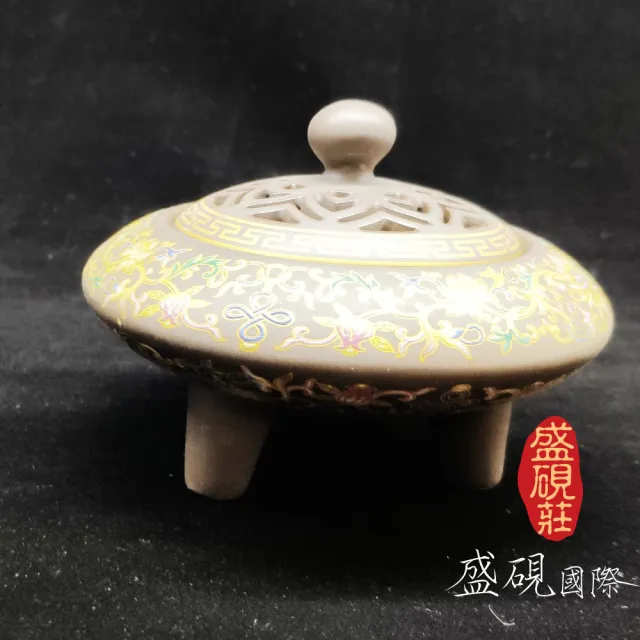 【盛硯莊佛教文物】彩繪三彩鼎瓷爐(1111 大特价)