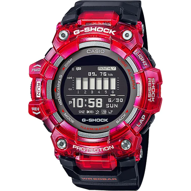 【CASIO 卡西歐】G-SHOCK 多功能運動藍芽電子錶-紅 畢業禮物(GBD-100SM-4A1)