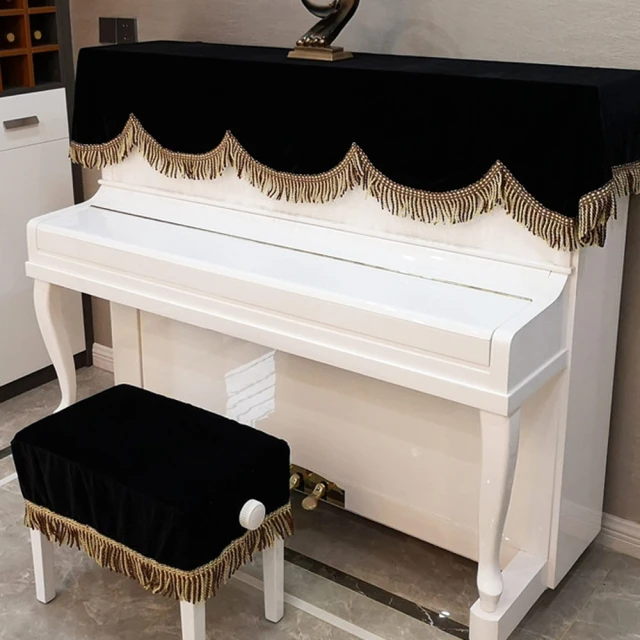 【美佳音樂】鋼琴罩/鋼琴蓋布 高級加厚金絲絨系列+單人椅罩-黑色(鋼琴罩/防塵罩)