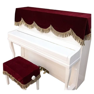 【美佳音樂】鋼琴罩/鋼琴蓋布 高級加厚金絲絨系列+雙人椅罩-棗紅色(鋼琴罩/防塵罩)