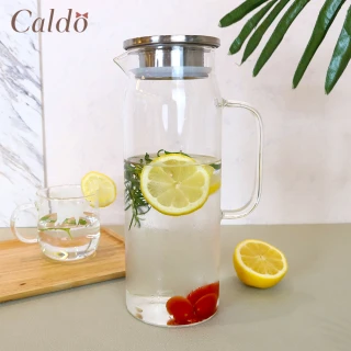 【Caldo 卡朵生活】直筒不鏽鋼蓋耐冷熱玻璃水壺1.4L