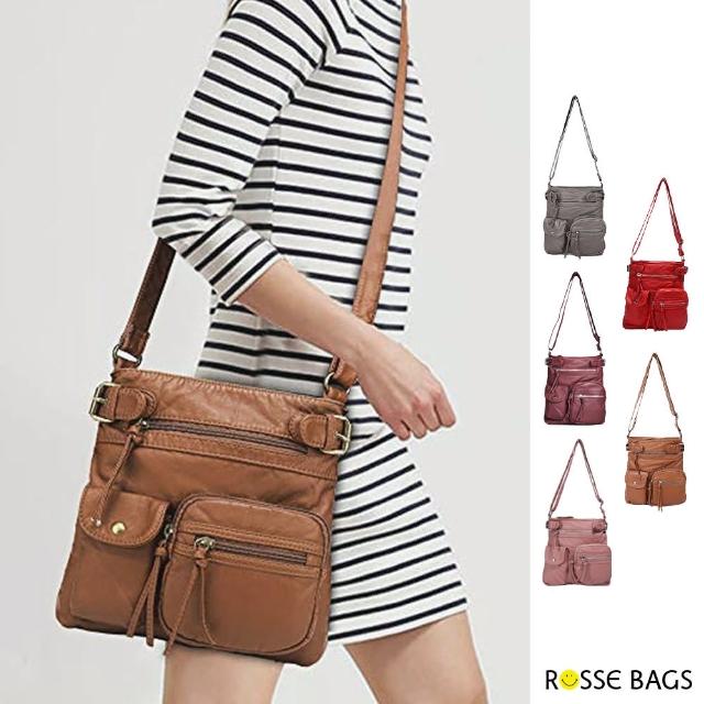 【Rosse Bags】時尚百搭防水皮革單肩斜背小方包(雙11 現+預  黑 / 紅 / 粉 / 卡其 / 酒紅)