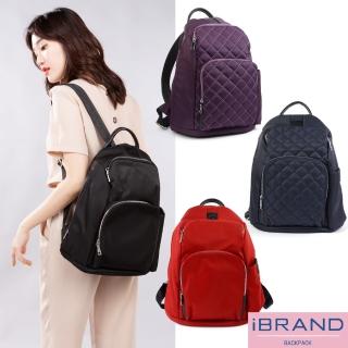 【iBrand】618 率性時尚/菱格後開式防盜尼龍後揹包-M(多款多色任選)