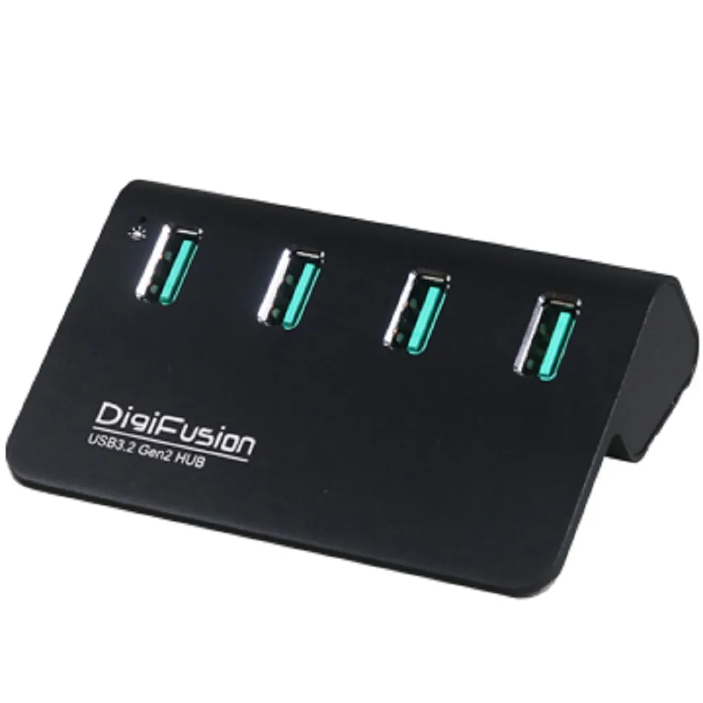 【伽利略】USB3.2 Gen2 4埠 Hub 鋁合金加變壓器(H418S-BK)