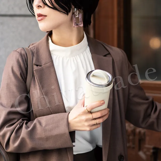 【Peacock 日本孔雀】316不鏽鋼 手提式City城市 咖啡杯 保冷保溫杯400ML-灰黑(耐衝擊底座)(保溫瓶)