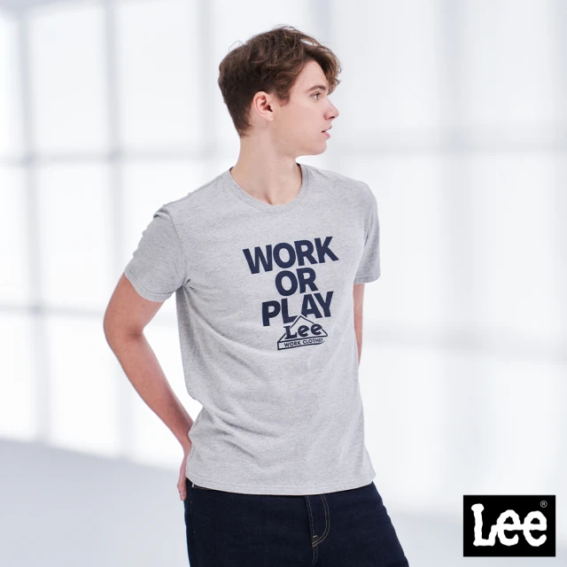 【Lee 官方旗艦】男裝 短袖T恤 / Work or Play 礦石灰 標準版型(LL210141)