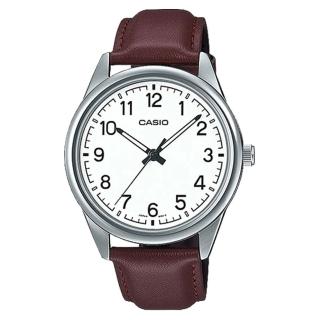 【CASIO 卡西歐】指標錶 皮革錶帶 白 生活防水 礦物玻璃(MTP-V005L-7B4)