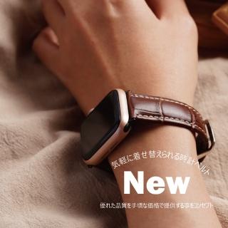 【蘋果庫Apple Cool】Apple Watch 42/44/45/46/49mm 鱷魚紋真皮帶