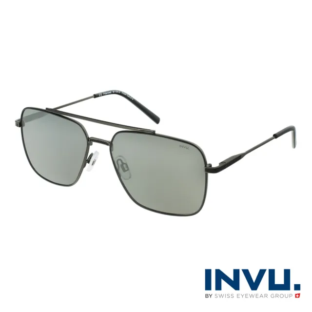 【INVU】瑞士時尚解構飛行員框偏光太陽眼鏡(鐵灰 B1104D)