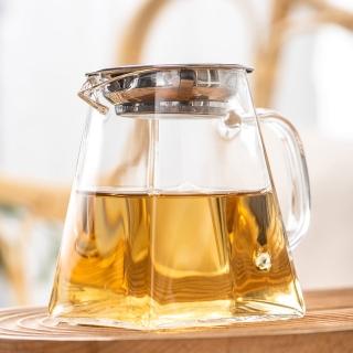 【美味好夥伴】方型耐熱玻璃茶海 450cc 加不鏽鋼茶濾(公道杯 公杯 分茶器 茶漏 茶濾網 直身 方型底)
