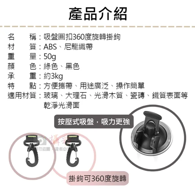 【捷華】吸盤圓扣360度旋轉掛鉤 車邊帳配件 露營野餐 戶外旅行 按壓式吸盤 投影幕安裝鉤 露營吸盤