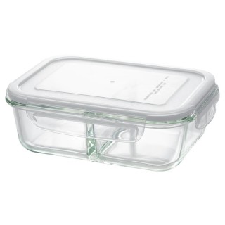 【NITORI 宜得利家居】分隔耐熱玻璃儲存容器 980ml 長方形(儲存容器 保鮮盒)