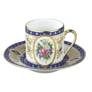 【Raynaud】公主金邊/咖啡杯盤組/藍紫款(奢華異彩法國名瓷)