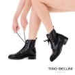 【TINO BELLINI 貝里尼】帥勁潮流牛皮綁帶靴TF8532(黑)