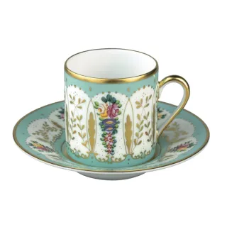 【Raynaud】公主金邊/咖啡杯盤組/藍綠款(奢華異彩法國名瓷)
