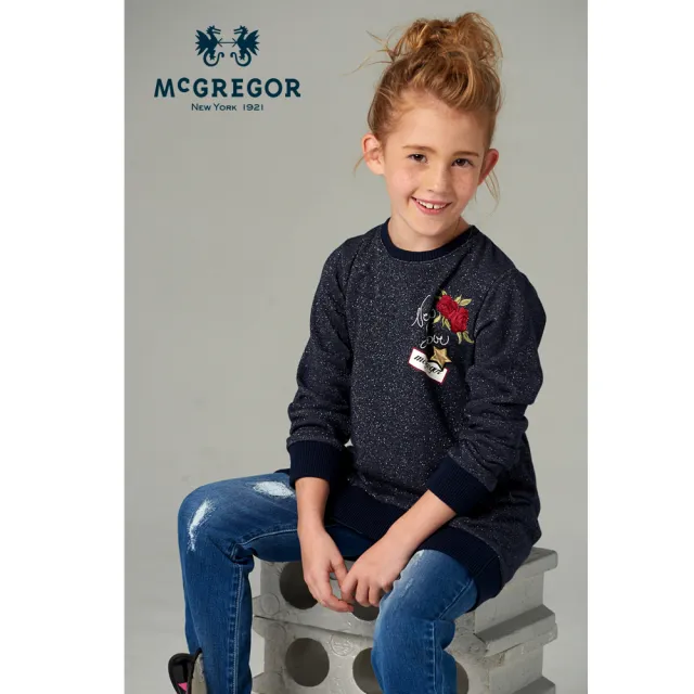 【MCGREGOR 瑪格麗格】棉絨加蔥長版圓領T上衣-女童(186760-繡花圖案)