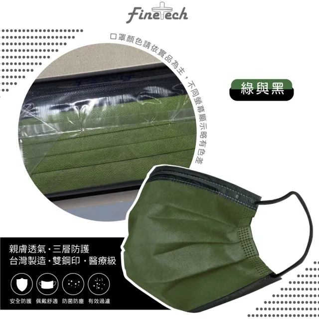 【釩泰Finetech】撞色系列醫用口罩2入組(MD雙鋼印 50入/盒)