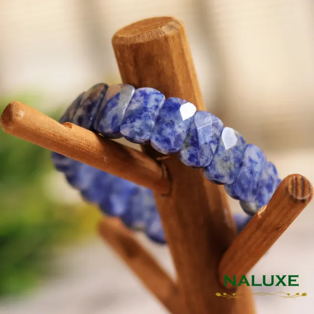 【Naluxe】青花瓷鑽切款藍紋石手鐲型手排(激發靈感、提升溝通能力、天然守護石)