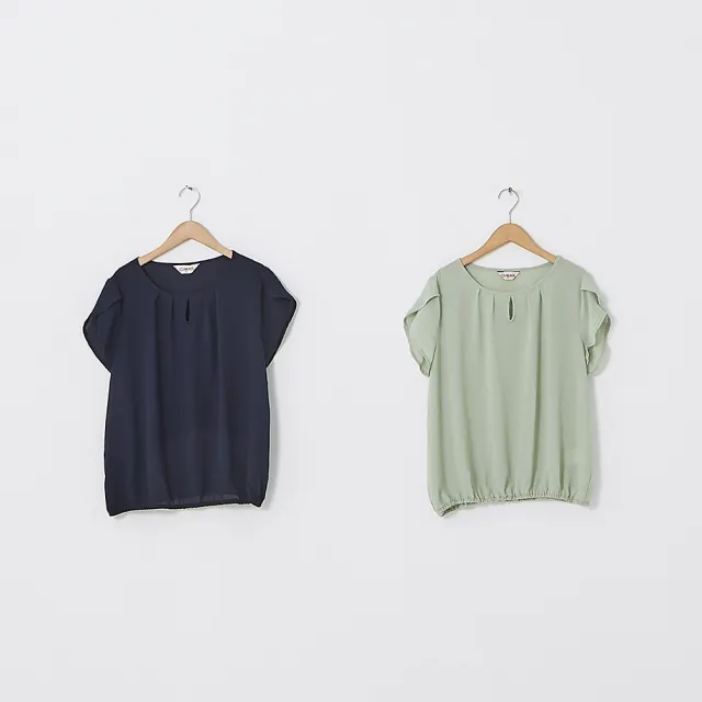 【CUMAR】素面壓摺鬆緊-女短袖襯衫(二色/版型適中/魅力商品)