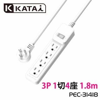 【katai】3孔1開關4插座MIT臺灣製造延長線180cm(延長線 PEC-31418)