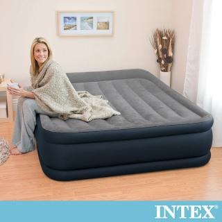 【INTEX】豪華三層圍邊內建電動幫浦雙人加大充氣床-寬152cm(64135ED)