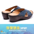 【Leon Chang 雨傘】-官方直營-時尚真皮休閒氣墊拖鞋-藍