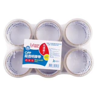 【DEER BRAND 鹿頭牌】鹿頭牌 大管芯OPP超透明包裝膠帶 48mmx40Y-6卷/束(PPS7)