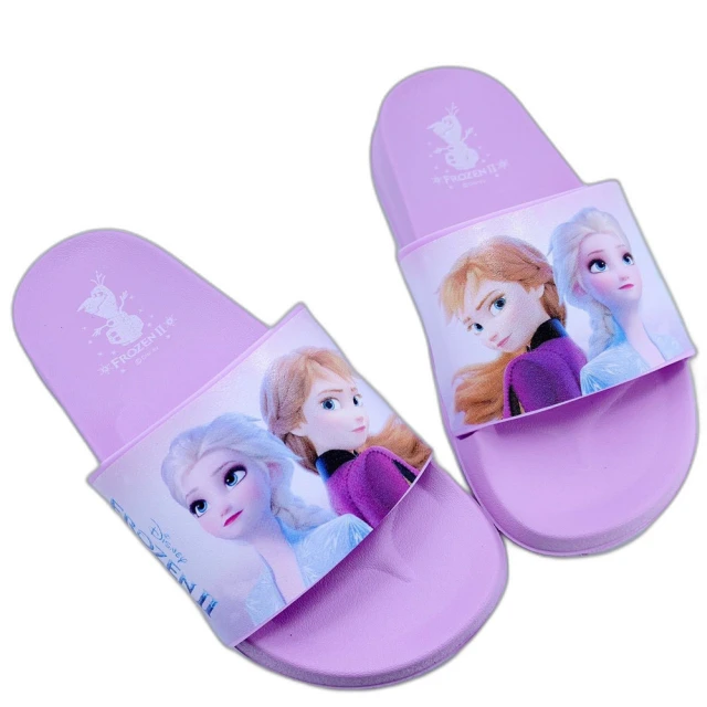 【樂樂童鞋】台灣製冰雪奇緣拖鞋-紫色(女童鞋 拖鞋 室內鞋 兒童拖鞋)