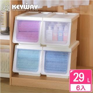 【KEYWAY 聯府】面寬30-派特西直取式整理箱29L-6入(透明前蓋 整理箱 MIT台灣製造)