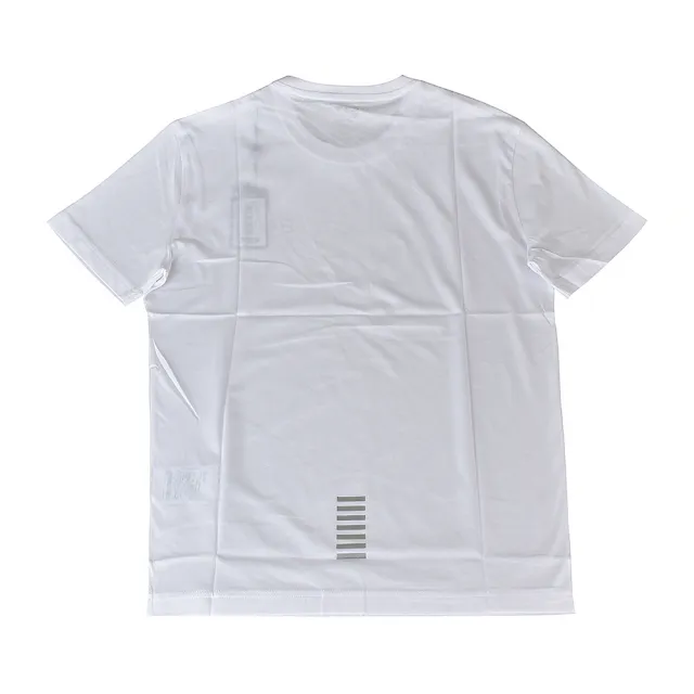 【EMPORIO ARMANI】EMPORIO ARMANI EA7銀字LOGO純棉短袖T恤(S/M/L/XL/白)