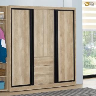 【WAKUHOME 瓦酷傢俱】Rod輕工業風6尺推門衣櫃 A003-301-8