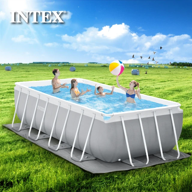 【INTEX】長型框架速搭大型游泳池-附濾水泵488x244x107cm-10874L 適用6歲+(26791)