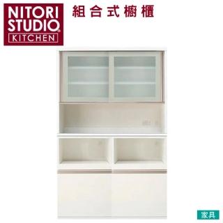 【NITORI 宜得利家居】◎組合式櫥櫃 電器櫃 LIGARE 120公分 白色 玻璃滑門(櫥櫃 組合式櫥櫃)
