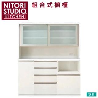 【NITORI 宜得利家居】◎組合式櫥櫃 電器櫃 LIGARE 160公分 白色 玻璃滑門 左開下櫃(櫥櫃 組合式櫥櫃)