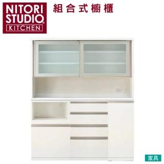 【NITORI 宜得利家居】◎組合式櫥櫃 電器櫃 LIGARE 160公分 白色 玻璃滑門 右開下櫃(櫥櫃 組合式櫥櫃)
