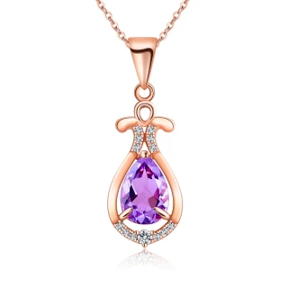 【KATROY】紫晶． 純銀項鍊． ．母親節禮物(天然寶石)