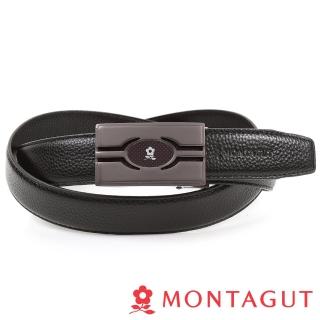 【MONTAGUT 夢特嬌】個性方框真皮自動扣皮帶(頭層牛皮757)