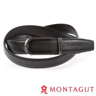 【MONTAGUT 夢特嬌】個性方框真皮自動扣皮帶(頭層牛皮845)