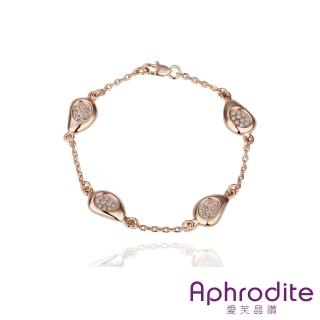 【Aphrodite 愛芙晶鑽】相思豆造型鑲鑽手環(玫瑰金色)