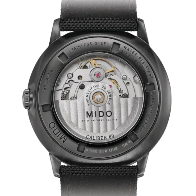 【MIDO 美度】COMMANDER 香榭系列 80小時動力儲存 漸層透視機械腕錶 母親節 禮物(M0214073741100)