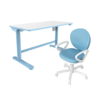 【樂歌Loctek 人體工學】兒童電動成長桌椅組 藍色(電動升降 精準調節高度)