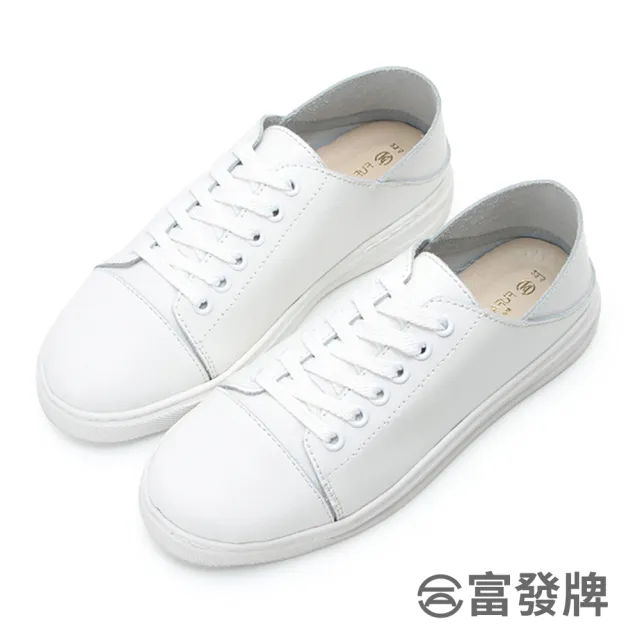 【FUFA Shoes 富發牌】MIT真皮日常休閒鞋-真黑/真白 8035L(女鞋/女休閒鞋/小白鞋/真皮鞋)