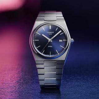 【TISSOT 天梭 官方授權】PRX系列 復古風酒桶型紳士石英錶-40mm 禮物(T1374101104100)