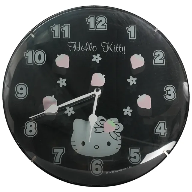 【TDL】HELLO KITTY凱蒂貓LED七彩變色廣角鏡面壁掛時鐘 976141(平輸品)