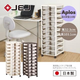 【JEJ ASTAGE】APLOS B4系列 檔案小物收納櫃深型10抽附輪 米色