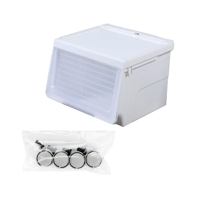 【真心良品】KEYWAY大開口前掀式附輪直取整理箱46L-2入(MIT台灣製 衣物/棉被/雜物/玩具收納置物箱)