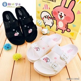 【童鞋城堡】女拖 雙排扣拖鞋 超輕量 卡娜赫拉(KI0595-黑/白 共二色)