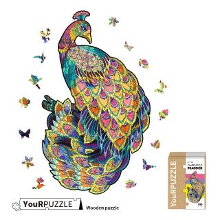 【YouRPUZZLE】臺灣現貨孔雀拼圖(檢驗合格木質動物拼圖)