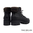 【TINO BELLINI 貝里尼】英姿暖心毛料綁帶厚底中跟靴TF8545(鐵灰)